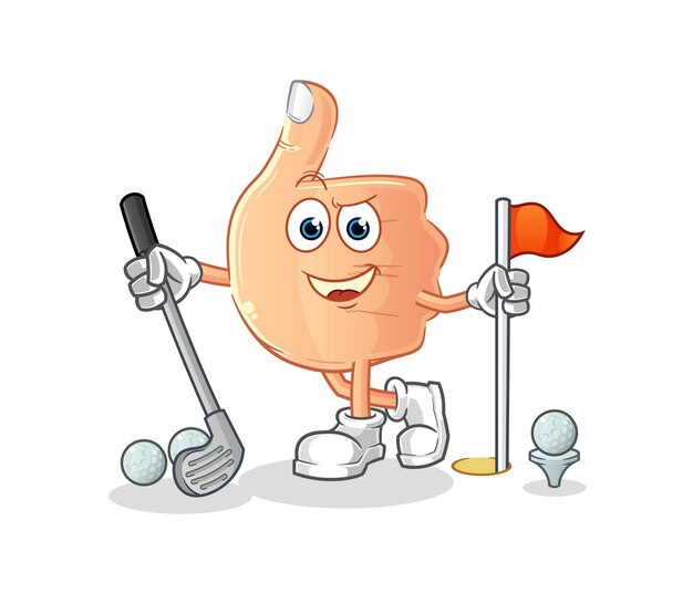 Thumbs up playing golf vector. cartoon character