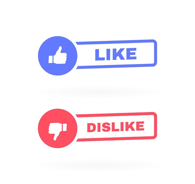 Thumbs up and thumbs down button label Like or dislike Modern Vector illustration
