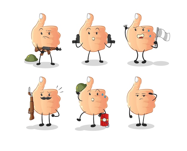 Thumbs up troops character. cartoon mascot vector