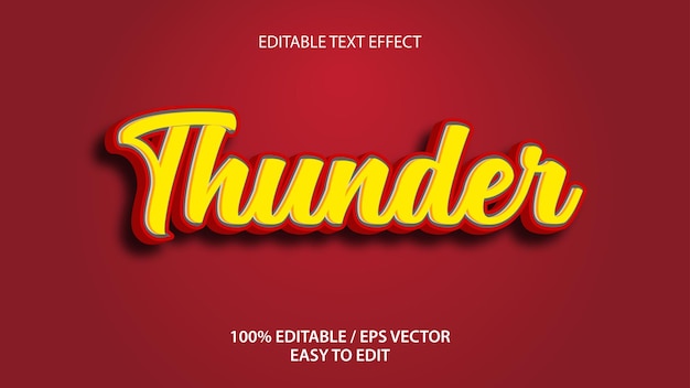 Thunder 3D-teksteffect Premium Vector