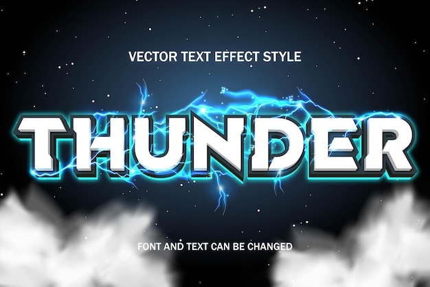 Vector thunder bold flash lightning typography lettering editable text effect style template background