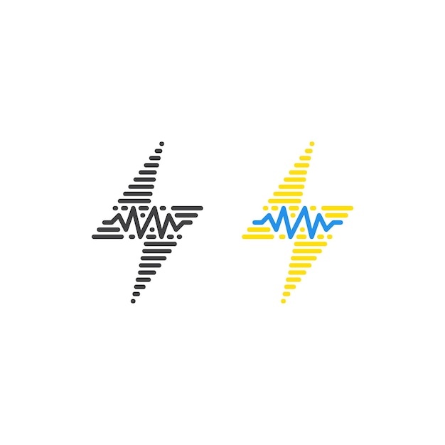 Vettore onda sonora del fulmine, impulso elettrico. modello icona logo vettoriale