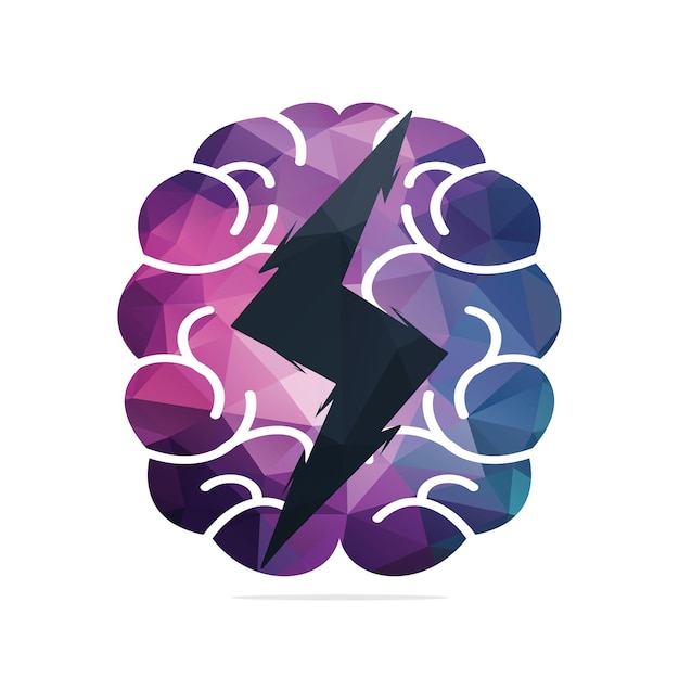 Thunder Brain combinatie logo vector ontwerp Brain bolt vector sjabloon