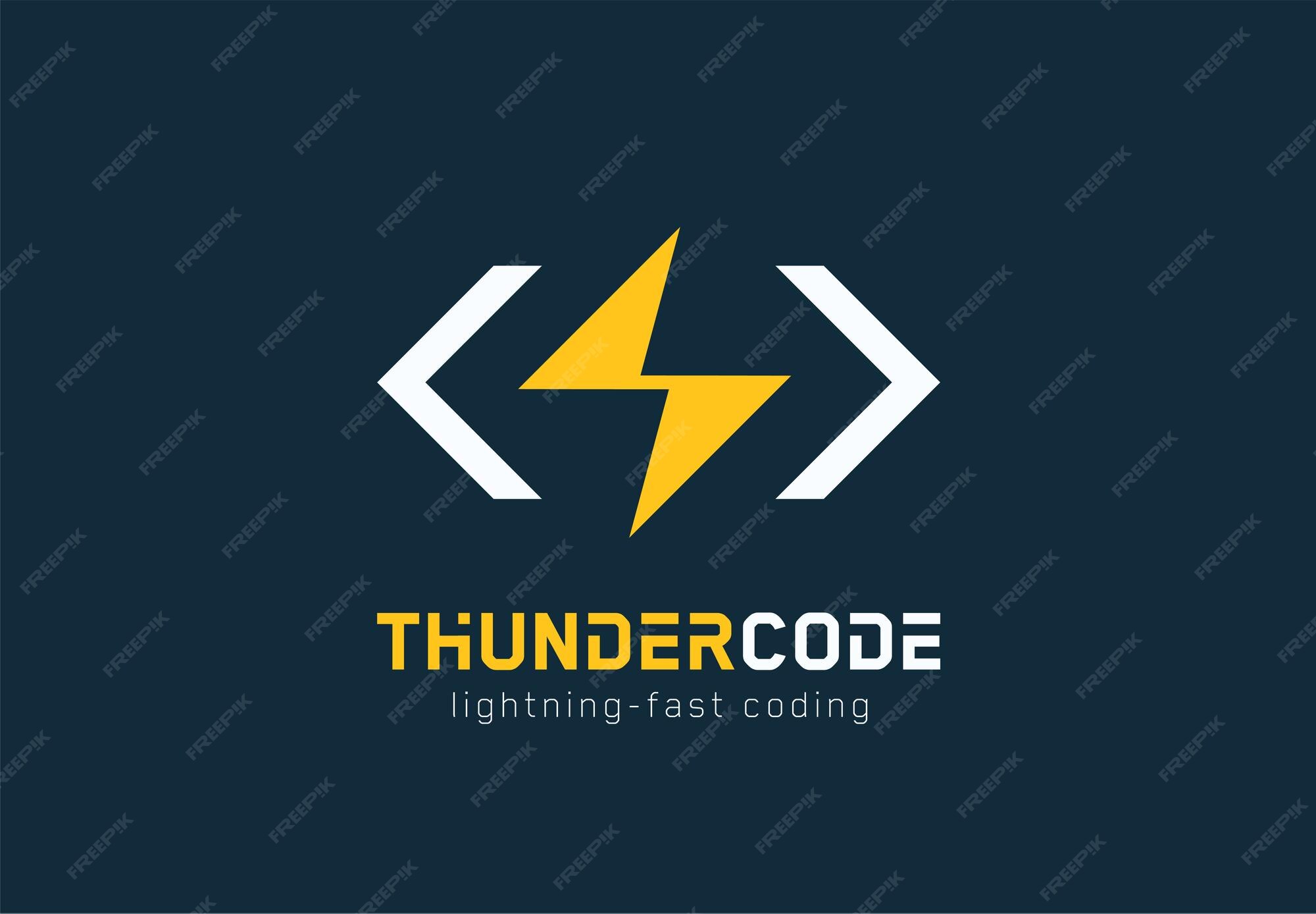 Premium Vector | Thunder code logo fast coding logotype idea program ...