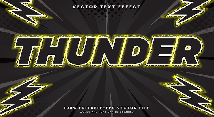 Vector 번개 편집 가능한 텍스트 효과 전기 텍스트 스타일 테마의 템플릿