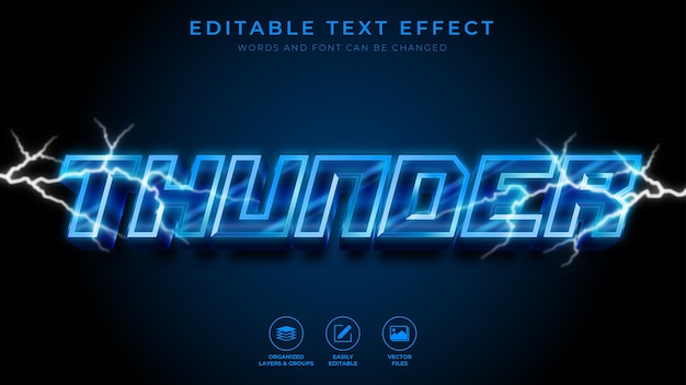 Vector thunder editable text effects