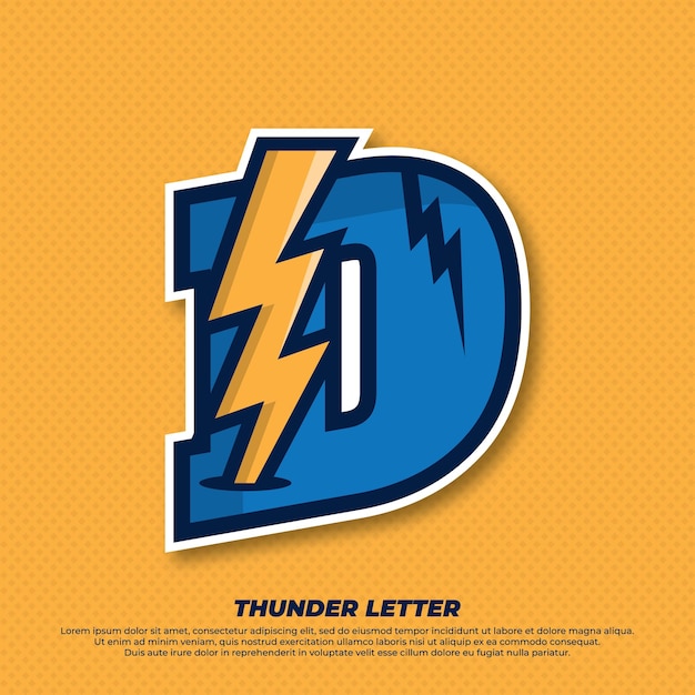 Thunder esport met eerste letter d logo afbeelding thunder catcher verlichting esport logo