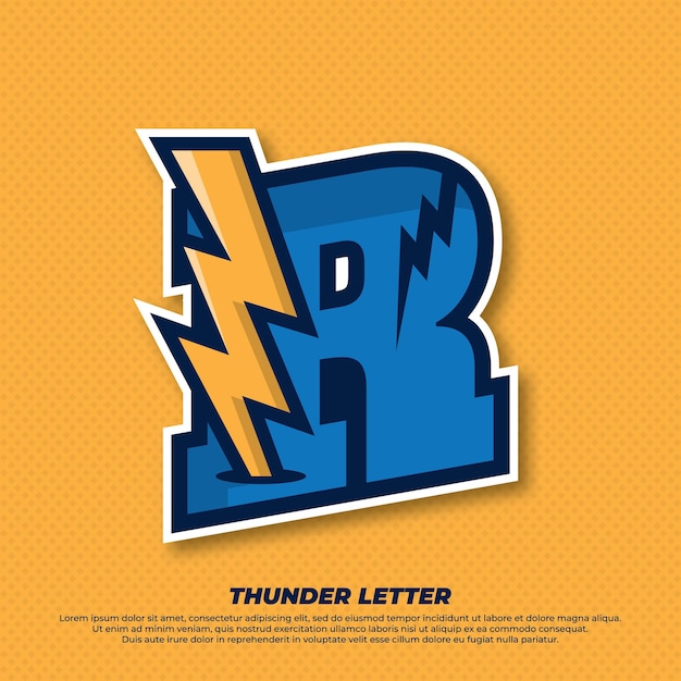 Thunder esport met eerste letter R logo afbeelding Thunder catcher verlichting esport logo