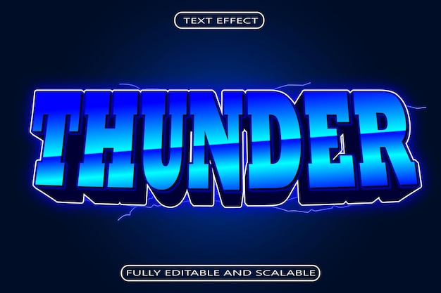 Thunder figure bewerkbaar teksteffect 3 dimensie emboss neon-stijl