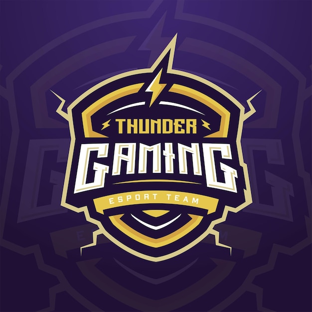 Vector thunder gaming esports-logosjabloon voor gamingtoernooi of sociale media