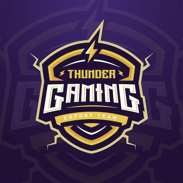 Thunder Gaming Esports-logosjabloon voor gamingtoernooi of sociale media