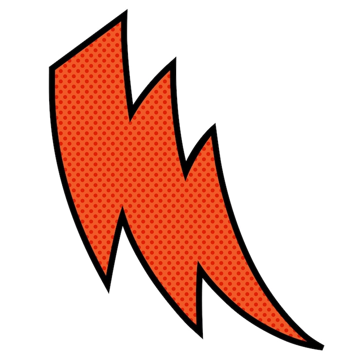 Vector thunder halftone hand drawn color vector illustration