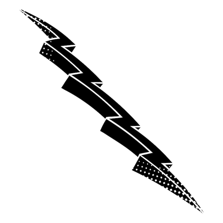 Vector thunder icon in black halftone style