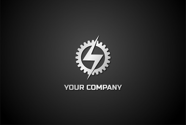 Thunder light met gear cog tandwielaandrijving elektrisch logo design vector