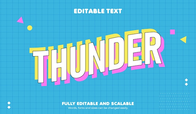 Vector thunder nineties editable text effect