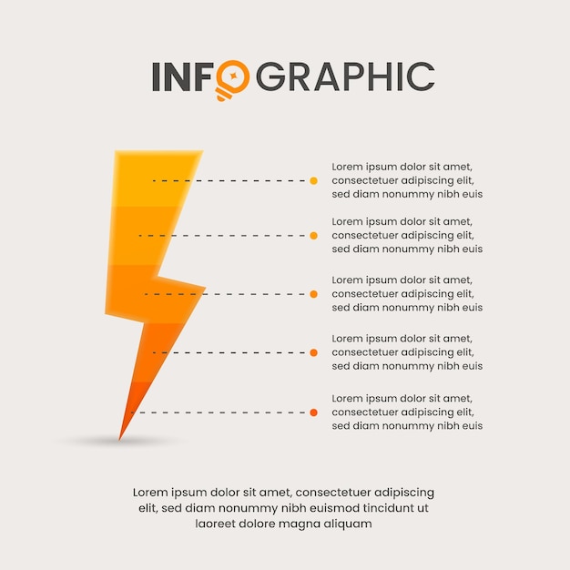 ビジネスの力や強さを示すための雷の形をしたインフォグラフィック