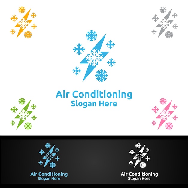 천둥 눈 에어컨 및 난방 서비스 로고 디자인