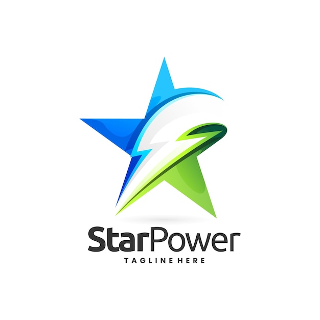 Logo dell'icona della stella del tuono o del potere della stella