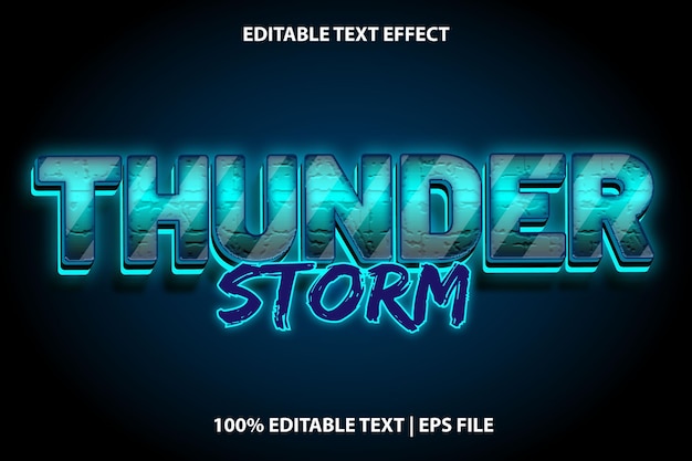 Thunder storm editable text effect modern neon style