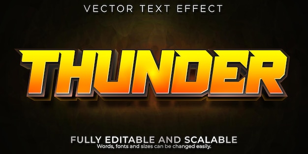 Vector thunder text effect editable fire and esport text style