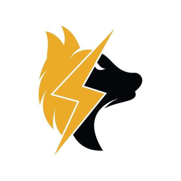 Thunder wolf logo design. Power, Wild animal and Energy logo concept icon vector.