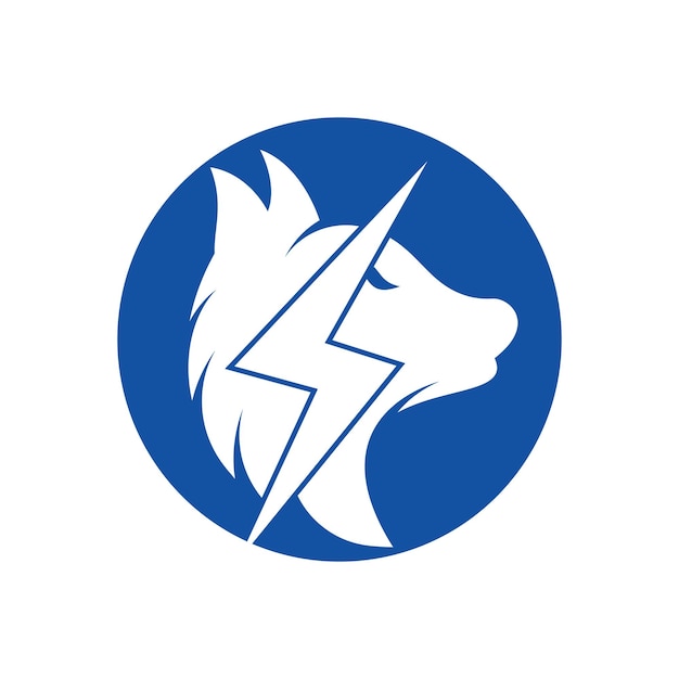 Thunder wolf logo design Power Wild animal and Energy logo concept icon vector