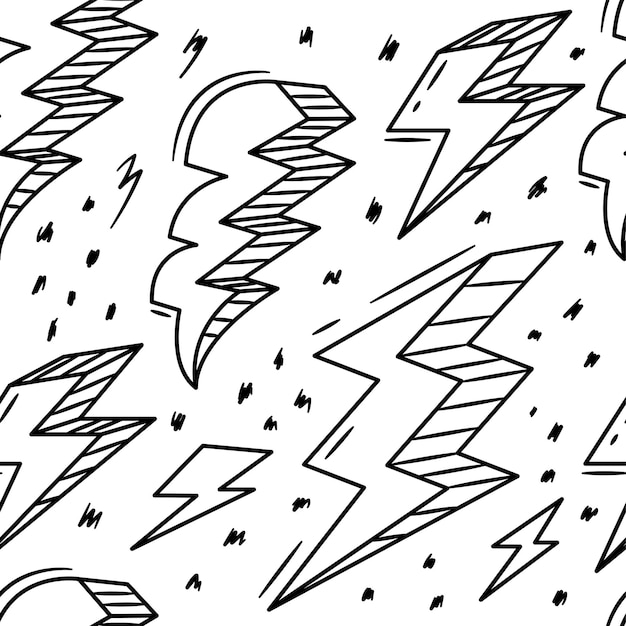 Thunderbolt Doodle Seamless Pattern