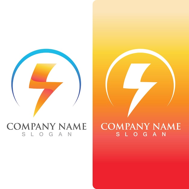 Logo di energia flash thunderbolt e vettore di simboli