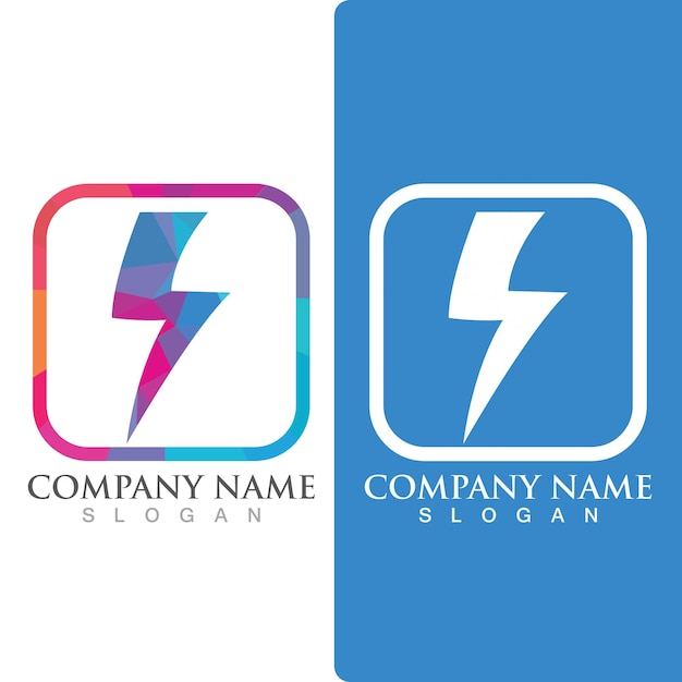 Logo di energia flash thunderbolt e vettore di simboli