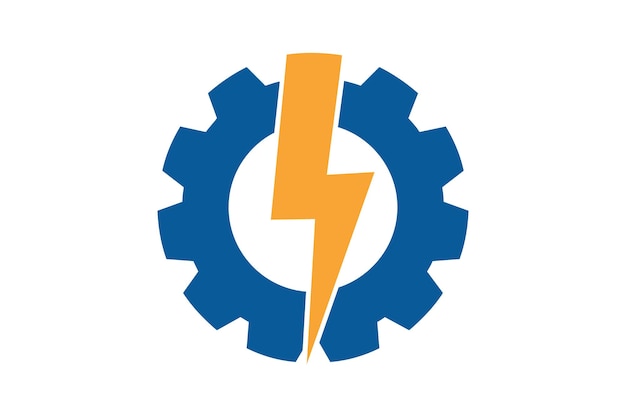 Шаблон векторной иконки логотипа ThunderBolt Gear Cogwheel