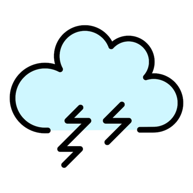 Vector thundercloud icon outline thundercloud vector icon color flat isolated