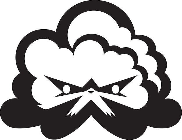 Vector thunderous fume angry cloud emblem design raging gale vector angry cloud character