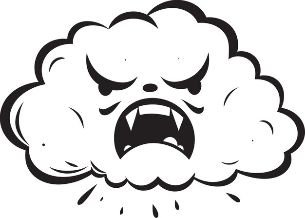 Thunderous squall angry cloud logo stormy fury cartoon cloud zwart embleem