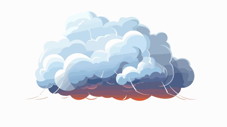 Vector thunderstorm cloud flat vector illustration logo ico