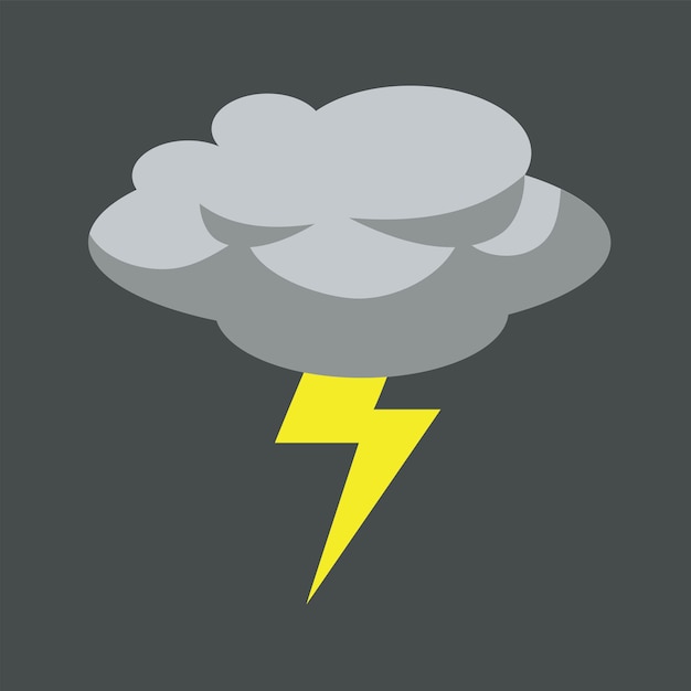 Vector thunderstorm grey cloud flat design vector illustration