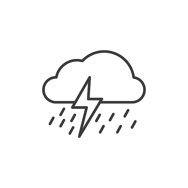 thunderstorm icon set lightning thunder vector symbol cloud with thunderbolt sign in black filled and outlined style