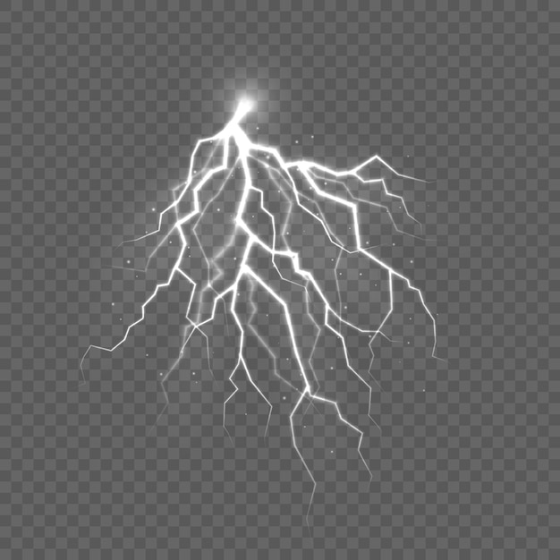 Vector thunderstorm and lightning the effect of light and shine