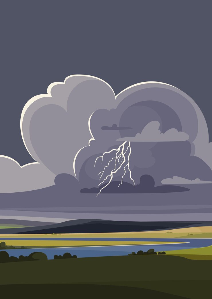 Vector 川の雷雨