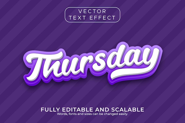 Thursday text effect, vector 3d text effect