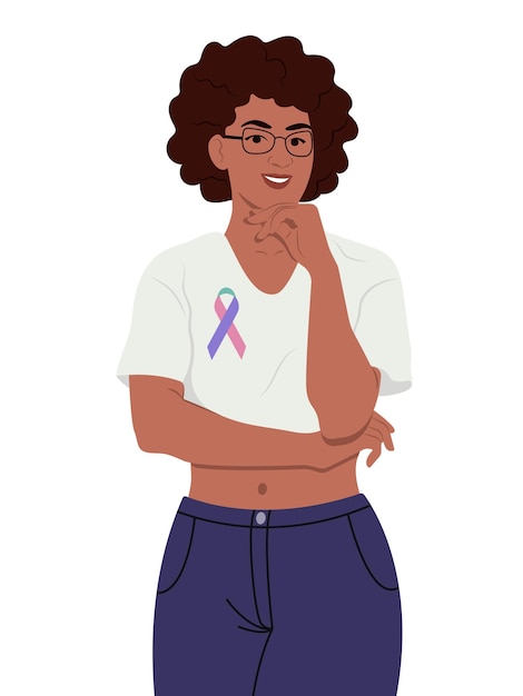 Vector thyroid awareness ribbon africanamerican woman and symbol of women's health world thyroid day