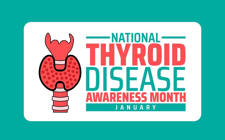 Vector thyroid disease awareness month background banner or poster design template observed every year