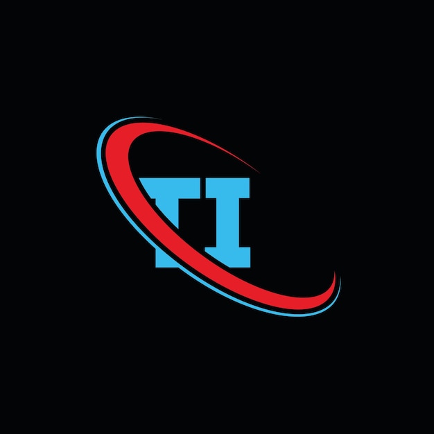 TI letter logo design Initial letter TI linked circle uppercase monogram logo red and blue TI logo