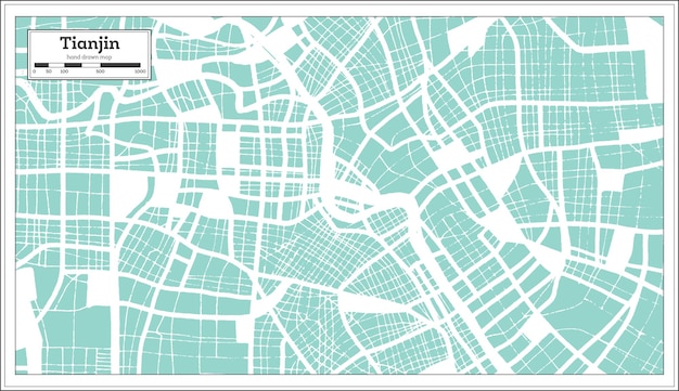 Mappa della città di tianjin in cina in stile retrò