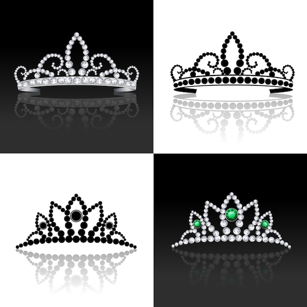 Vector tiara set isolated