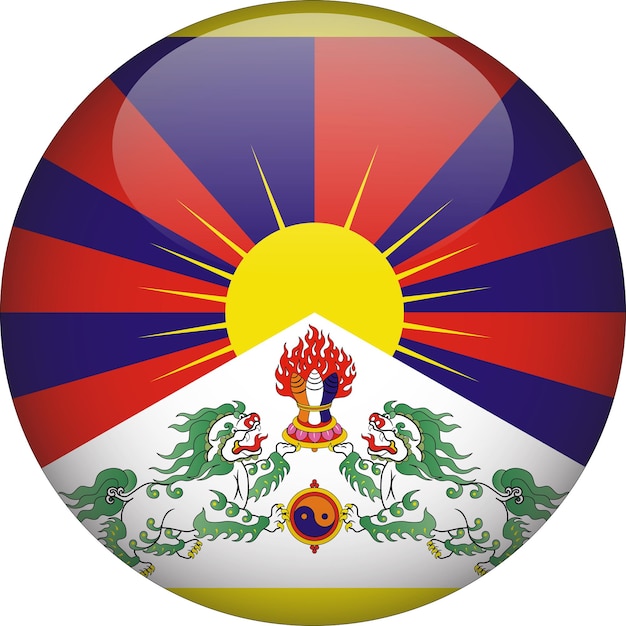 Tibet 3D Rounded Flag Button