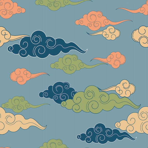 Vector tibetian or chinese seamless pattern in ancient style traditional oriental ornament