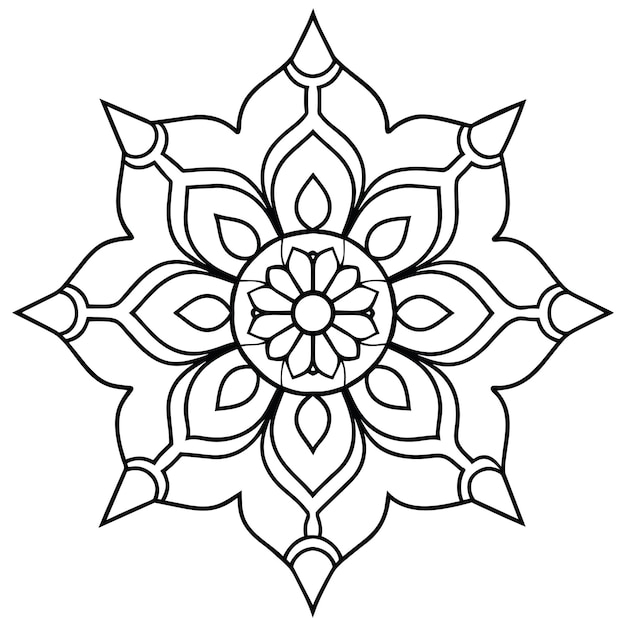 Vector tibetian mandala for adults mandala coloring page mind relaxing mandala