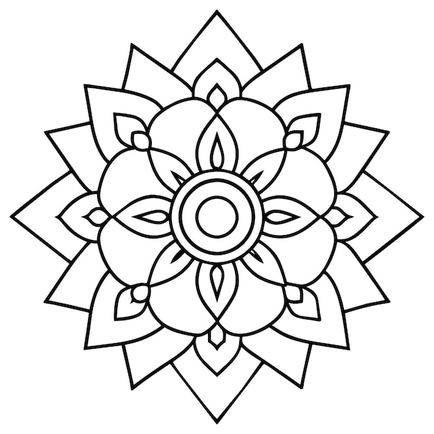 Vector tibetian mandala for adults mandala coloring page mind relaxing mandala