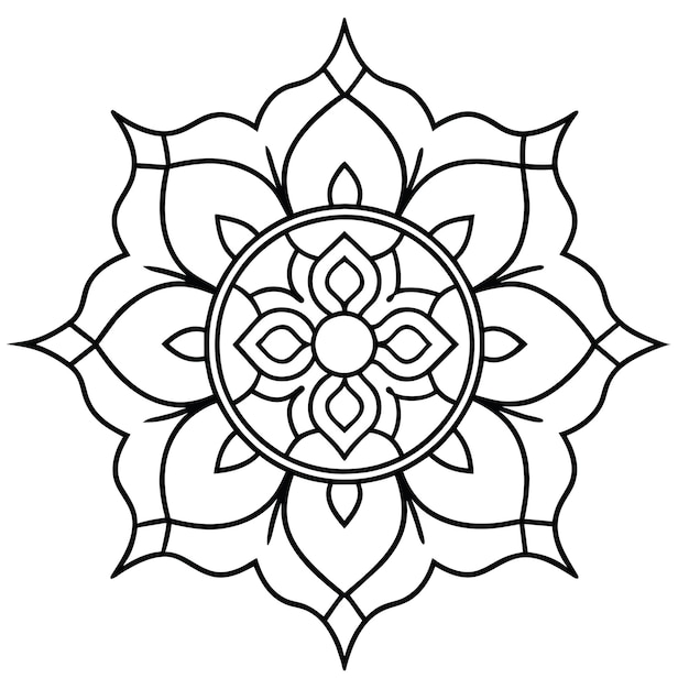 Vector tibetian mandala for adults mandala coloring page mind relaxing mandala