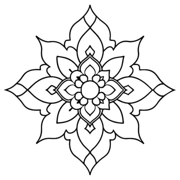 Vector tibetian mandala for adults mandala coloring page mind relaxing mandala